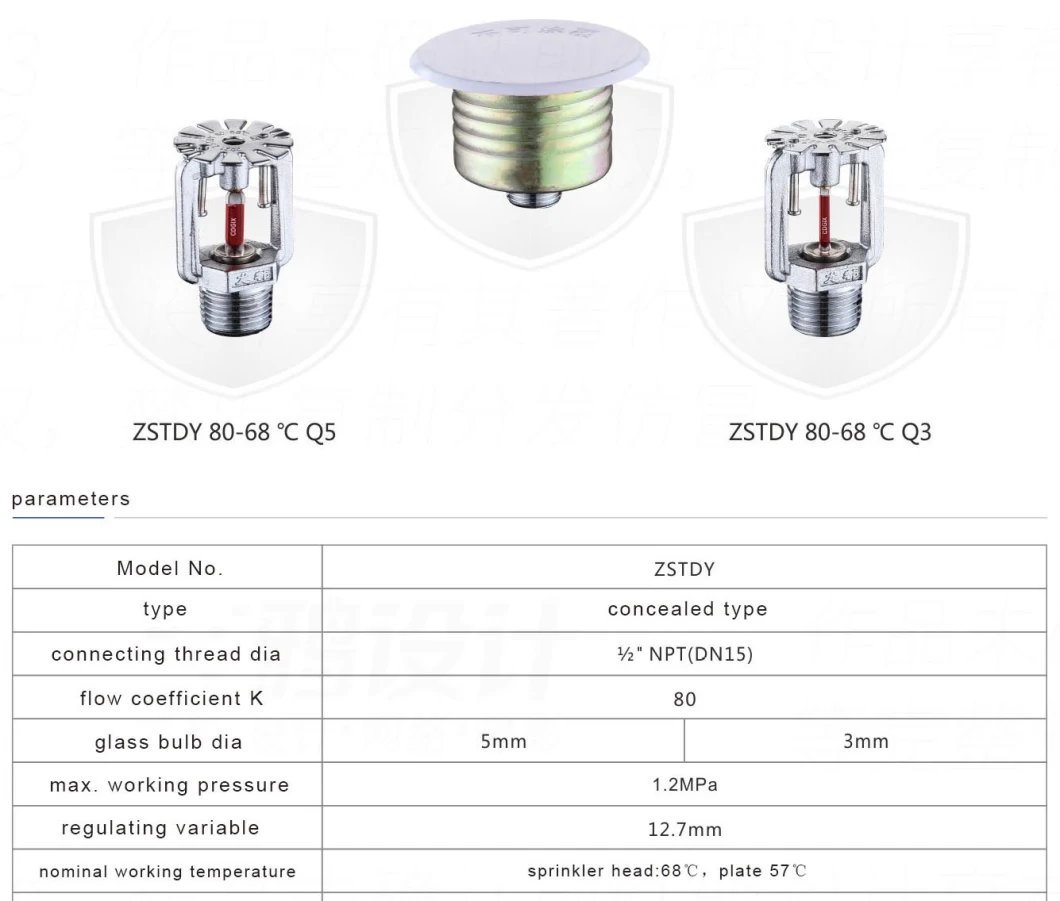 DN15 1/2inches Full Brass Concealed Type Esfr Fire Sprinkler Head for Fire Suppression System